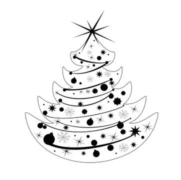 Silhouette Christmas tree vector Stock Illustration