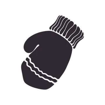 Silhouette of christmas winter mitten. Winter wool glove Stock Illustration
