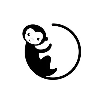 Silhouette Circle Monkey Stock Illustration