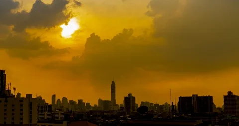 Silhouette city Time lapse. Stock Footage 100799004