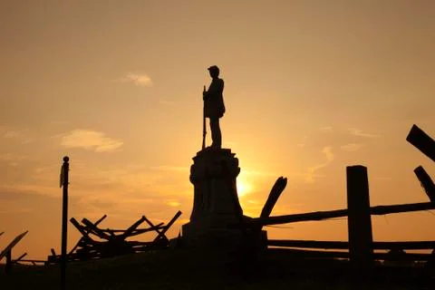 Silhouette of civil war monument at bloody lane, antietam battlefield Stock Photos