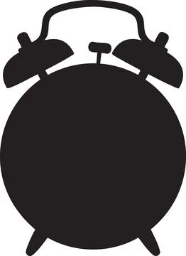 Silhouette of a classic alarm clock with two bells and a handle Ilustración de archivo