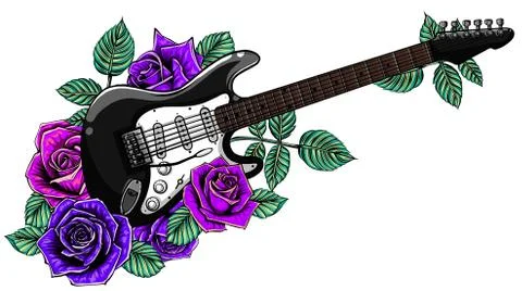 Silhouette of a classical electro guitar vector Stock Illustration