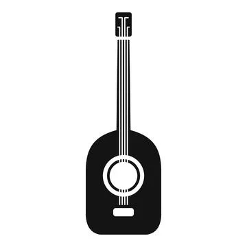 Silhouette of a classical guitar standing up with strings 스톡 일러스트