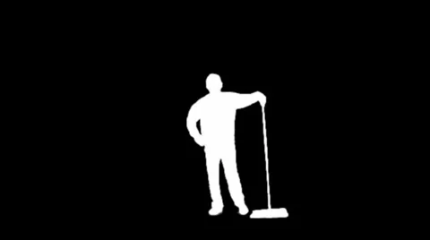 Silhouette - Cleaning the floor Stock-Footage 1056831