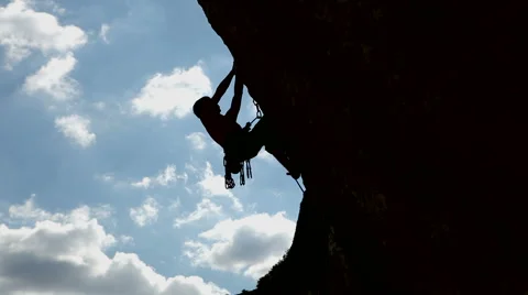 Silhouette of a climber Stock Footage 62559309
