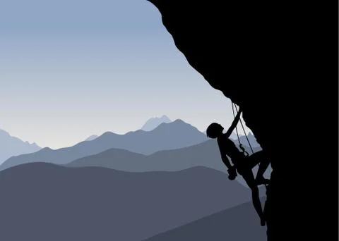 Silhouette of a climber Stock Illustration
