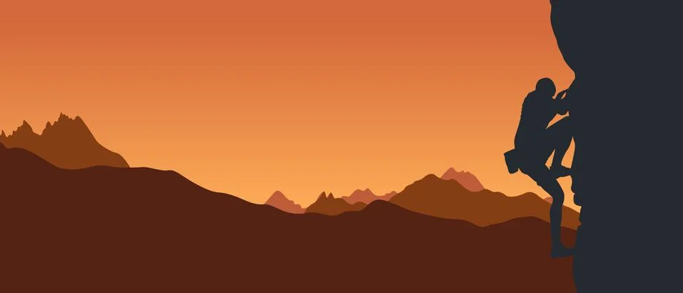 Silhouette of a climber Illustrazione stock