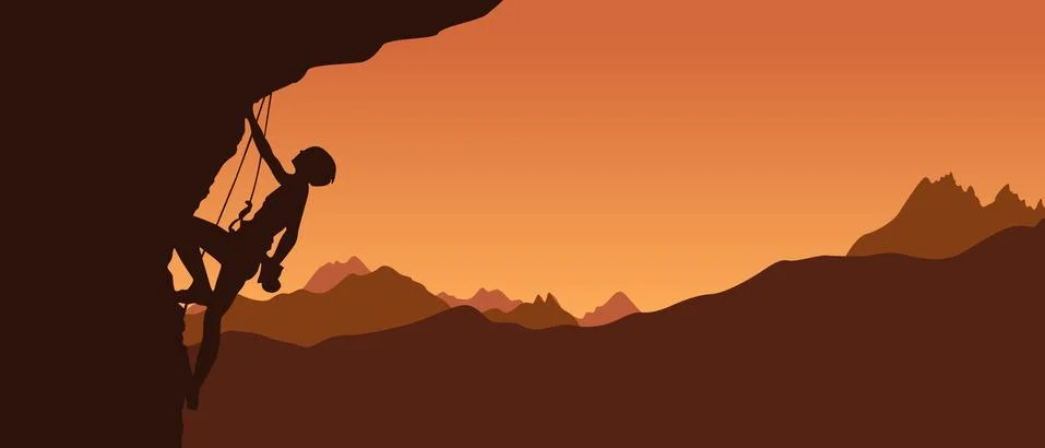 Silhouette of a climber Stock Illustration