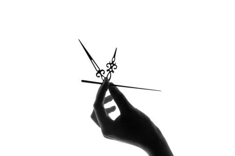 The silhouette of the clock in hand on white background Stock Photos