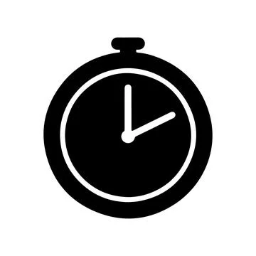 Silhouette clock icon vector on white background イラスト素材