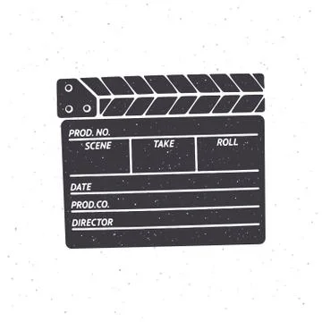 Silhouette of closed clapperboard. Vector illustration. Stock Illustration