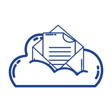 Silhouette cloud data and card with document information Stockillustratie