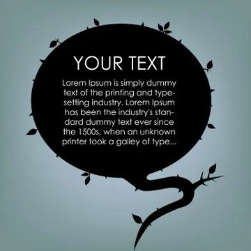 Silhouette Cloud Speech with Tree Leaf Stock Illustration