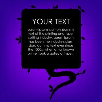 Silhouette Cloud Speech with Tree Leaf. Square Stock Illustration