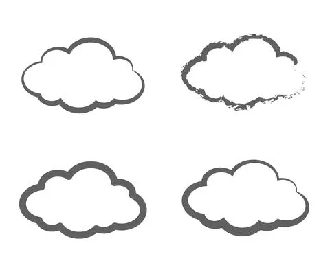 Silhouette of clouds on a white background. Collection. Stock Illustration
