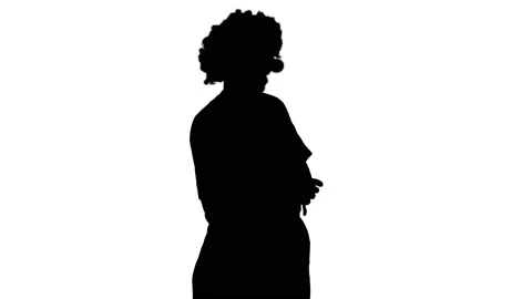 Silhouette Clown using imaginary digital or virtual screen. Stock-Footage 151206707