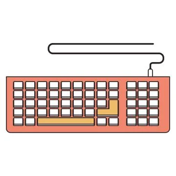 Silhouette color section of computer keyboard Illustrazione stock