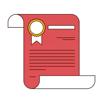 Silhouette color sections of certificate document paper page with stamp Illustrazione stock