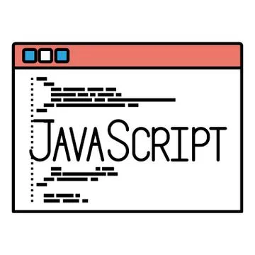 Silhouette color sections of programming window with code javascript Stock Illustration