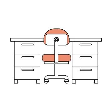 Silhouette color sections of work place office interior Illustrazione stock