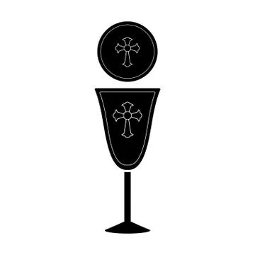 Silhouette of a communion cup and host Stock Illustration