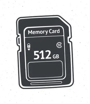 Silhouette of compact memory card. Vector illustration. Flash drive. Stock Illustration