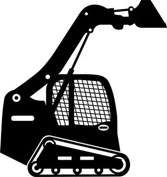 Silhouette of Compact Skid Steer Loader with Bucket and Track Icon Stock Illustration