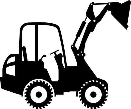 Silhouette of Compact Skid Steer Loader with Bucket and Wheels Icon Illustrazione stock