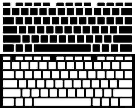 Silhouette Computer Keyboard Vector Isolated. Black and White Version Stock Illustration