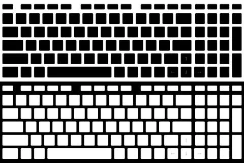 Silhouette Computer Keyboard Vector Isolated. Black and White Version Stock Illustration