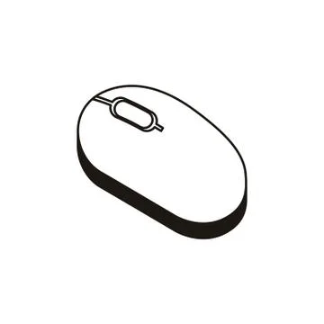 Silhouette of computer mouse on white background Illustrazione stock
