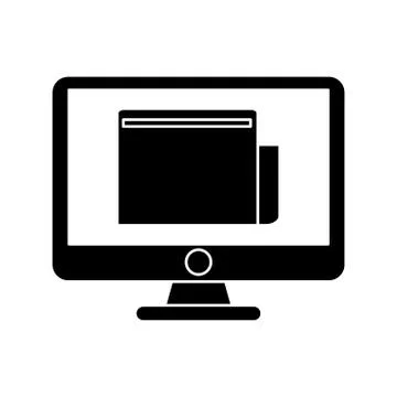 Silhouette computer technology digital document work Stock Illustration