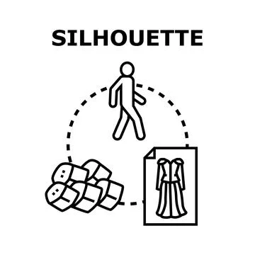 Silhouette concept creating outline human shape and dress Illustration