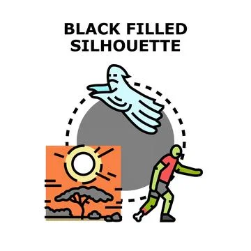 Silhouette concept with ghost, zombie, and natural scene Stockillustratie