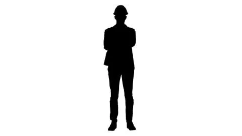 Silhouette Confident construction engineer architect young man in helmet with Stock-Illustration