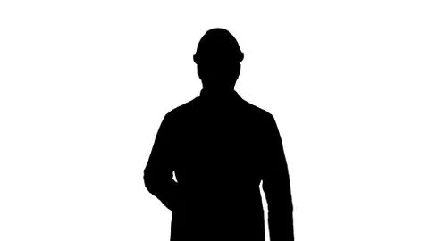 Silhouette Confident Science Engineer Making Attention Hand Gesture Finger Up. Stock Illustration