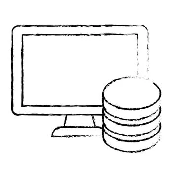 Silhouette connected computer banner server design Illustrazione stock