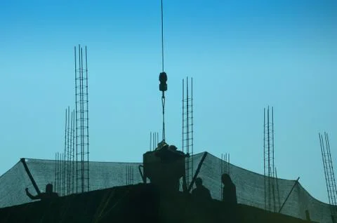 Silhouette of construction Stock Photos