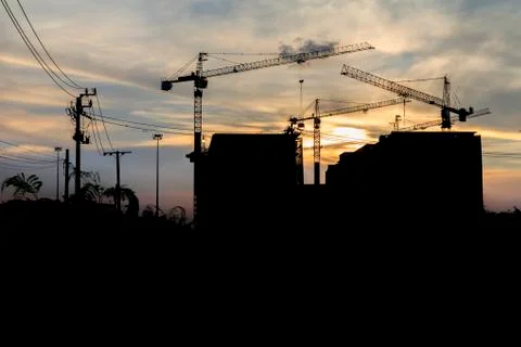Silhouette of construction Stock Photos