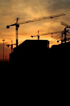 Silhouette of construction Stock Photos
