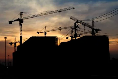 Silhouette of construction Foto stock