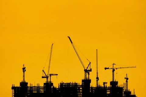 Silhouette construction Stock Photos