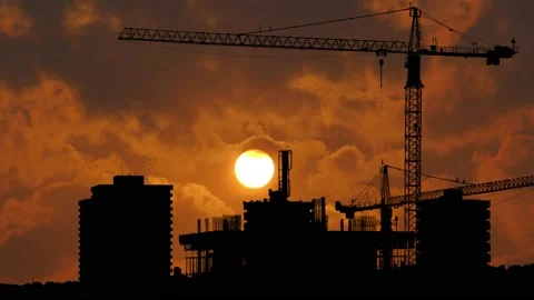 Silhouette of a Construction Site with a... | Stock Video | Pond5