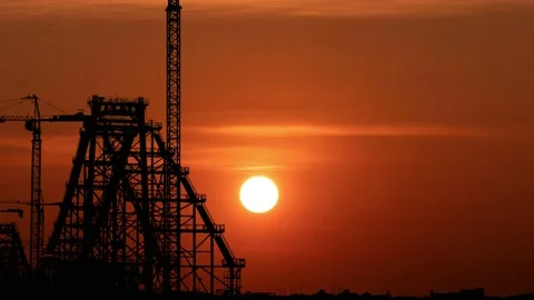 Silhouette of a Construction Site with a... | Stock Video | Pond5