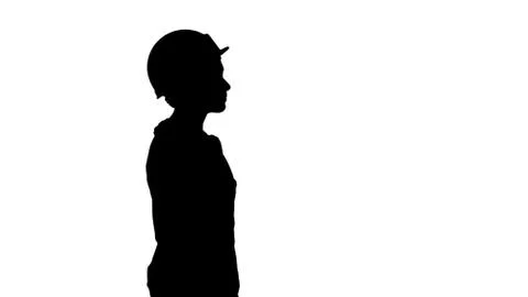 Silhouette Construction worker lady walking emotionless. Illustrazione stock