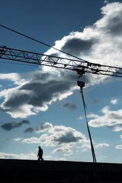 Silhouette of construction worker 스톡 사진