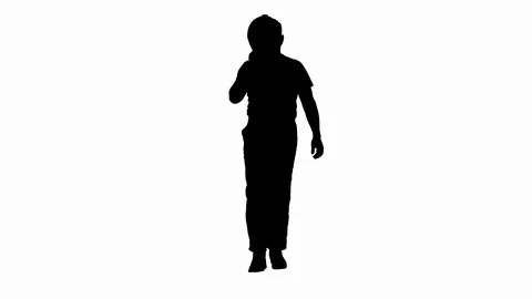 Silhouette Construction worker walking and putting on hard hat or helmet. Vídeo Stock 108844902