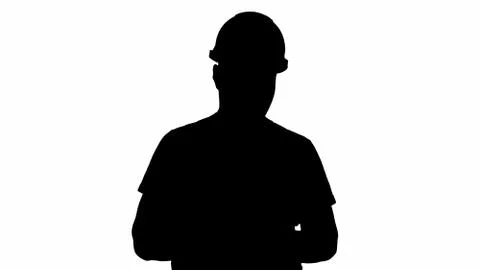 Silhouette Construction worker writing to do list or checklist. Illustrazione stock