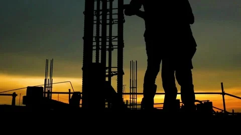 Silhouette of Construction Workers: Building the Future Stock Footage 276285577